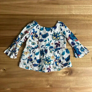 Janie and Jack Floral Top Long Flutter Sleeve, 18-24m